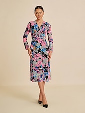 economico Abiti Floreali Stampati-Per donna Femminile Tubino Abito Stampato Abito Midi Arcobaleno Manica Lunga Estate Primavera Scollo a V Moderno S M L