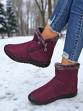 economico Stivali di neve e inverno-stivali da neve invernali caldi da donna con fodera in pelliccia sintetica e cerniera laterale, stivaletti antiscivolo impermeabili per l'uso all'aperto