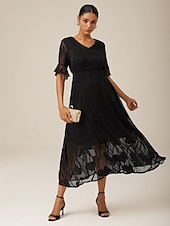 voordelige Feestjurken-Dames Maxi-jurk Cocktail jurk Bruiloft gast jurk Semi-formele jurk A lijn jurk Elegant Werk Verjaardag Flutter mouw Bruiloft gast Cocktailparty Formele avonden Normale pasvorm Effen Kleur Effen Halve