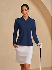 ieftine Colecția de designer-Pentru femei Tricou POLO Bleumarin Manșon Lung Topuri Vestimenta Golf Doamnelor Haine Ținute Poartă Îmbrăcăminte