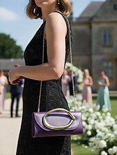 olcso Retikülök és estélyi táskák-Női fémes estélyi táska arany fogantyúval, elegáns műbőr válltáska, több színben kapható esküvőre, koktélpartira és hivatalos eseményekre