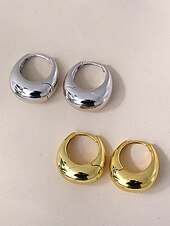 levne Dámská náušnice-Dámské mohutné kruhové náušnice - klasické pozlacené stříbrné kulaté náušnice, minimalistické šperky pro každodenní nošení, do práce a na večírky