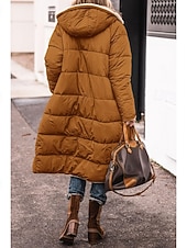 ieftine Parka casual-Pentru femei Palton de iarnă Geaca matlasata Rezistent la Vânt Cald Buzunar Deschis frontal Epocă Zilnic Casual Simplu Cadouri de Crăciun Vacanță Casual Zilnic Deschis frontal Lung Capișon Fit regulat