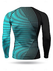 Недорогие Футболки и майки для бега-Муж. Футболка для бега Спортивная рубашка Фитнес-рубашка Рубашка тренировки Беговой верх Длинный рукав Футболка Футболка Геометрический принт UPF 50 Устойчивость к УФ Мягкий Впитывает пот и влагу