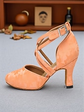 voordelige Latin dansschoenen-Roze dansschoenen met kruisbandjes voor dames - professionele ballroom latin hakken voor optredens en feestjes