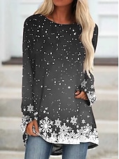 Vánoce Dámské Tričko Grafika Sněhová vločka Vánoce Vinobraní stylové Klasické Dlouhý rukáv Tričkový Dlouhé topy Denní Jdeme ven Víkend Tisk Rubínově červená Vodní modrá Fuchsiová Trávová zelená Khaki levne Vánoční topy-Vánoce Dámské Tričko Grafika Sněhová vločka Vánoce Vinobraní stylové Klasické Dlouhý rukáv Tričkový Dlouhé topy Denní Jdeme ven Víkend Tisk Rubínově červená Vodní modrá Fuchsiová Trávová zelená Khaki