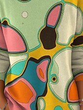 abordables Motifs graphiques et détails-Femmes Pull Vacances ancien Mode Graphique Géométrique Col ras du cou Tricoté manche longue Hauts Réguliers Tricoter Travail Vert Automne Hiver