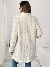 billige Fleece-fôrede jakker-Dame Vinterfrakk Sherpa jakke Bekvem Pustende Knapper Fritid عادي Feriereise Gate Avslappet Dagligdagstøy Dobbeltkneppet Normal Aftæpning Normal Langermet Yttertøy Beige Vår Høst