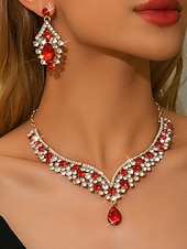 Недорогие Женское ожерелье-Женский комплект из фиолетового ожерелья и серег со стразами — блестящие винтажные украшения для вечеринок в стиле Гэтсби, бальных танцев и официальных вечеров