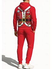 economico Tute da ginnastica-Natale Per uomo Felpa con cappuccio Tuta da Ginnastica Felpa con cappuccio con zip Coulisse Tasche Pantaloni Felpa con Cappuccio Felpa Autunno Rosso Verde Allenamento in Palestra Casuale Pallacanestro