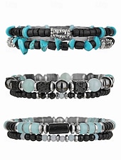 billige Menns smykker-Armbåndssett med natursteinperler til menn, bohemsk lagdelt stretcharmbåndsmykke til fritidsbruk, fester og gaver