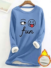 abordables Sweatshirts en polaire-Pull-over pour femme, sweat-shirt graphique, chaud, décontracté, duveteux, manches longues, col rond, régulier, streetwear, décontracté, jaune, rose, rose foncé, bleu, gris, printemps, automne, hiver