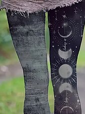 economico -Per donna Leggings Leggings comodi Stile Etnico Essenziale Casual Lunghezza intera Vita Alta MOON Stampa Calore Termico Confortevole Elasticizzato Casuale Quotidiano Ferie Nero Autunno Inverno