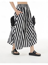 economico Gonne casual-Per donna Gonna Linea A Moda Casual Maxi Vita Alta Gonne A Pois Tasca Elasticizzato Streetwear Quotidiano Bianco e nero Nero / Bianco Nero Bianco Primavera Cotone