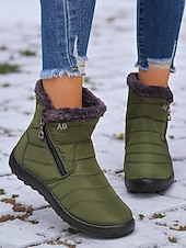 economico Stivali di neve e inverno-stivali da neve invernali caldi da donna con fodera in pelliccia sintetica e cerniera laterale, stivaletti antiscivolo impermeabili per l'uso all'aperto