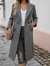 halpa Trench Coats-Naisten Trenssitakki Mukava Hengittävä Tasku Napit Vapaa-aika Tavallinen Loma Katu Kausaliteetti Arki-asut Yksirivinen Pitkä Sänkyjen avaus Normaali Pitkähihainen Päällysvaatteet Ruskea Apila Tumman