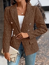 billiga Blazers och kostymer-Dam Kavaj Bekväm Mönster Elegant Mode Utomhus Blomma Utekväll Ledigt / vardag Helgen Cardigan Normal Kavajslag Normal Långärmad Ytterkläder Svart Rubinrött Blå Vår Höst