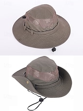 tanie Czapki męskie-Męski kapelusz safari z ochroną przeciwsłoneczną – oddychający, siateczkowy kapelusz wędkarski z szerokim rondem i paskiem pod brodą, idealny na piesze wędrówki, kemping i podróże