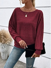 economico T-shirt semplice-Per donna Camicia Blusa Tinta unica Vintage Elegante Classico Manica Lunga Girocollo Top Regolari Quotidiano Blu Nero Rosso Blu marino Cachi Primavera Autunno