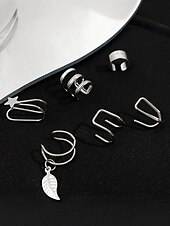 Недорогие Женская серьга-Женский комплект из золотых и серебряных сережек-каффов – серьги-клипсы без пирсинга с рисунком в виде звезд и листьев, модные украшения в стиле панк для вечеринок и повседневной носки