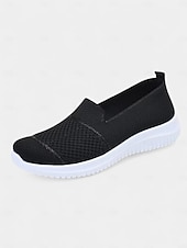 baratos Ténis de mulher-Tênis femininos Flyknit slip-on laranja brilhante – calçados leves e respiráveis para caminhada, uso casual diário e viagens