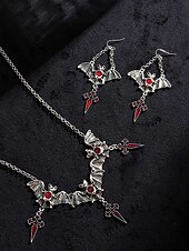 billiga Halloween-tillbehör-Smyckeset med halloween-motiv och hängande örhängen för kvinnor, gotiska vampyrkostymtillbehör för fester och nattliv