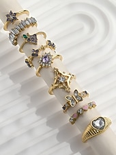 cheap Women&#039;s Rings-Women&#039;s Alloy Ring Set with Heart, Butterfly, and Star Designs, Fashion Boho Stackable Rings for Parties, Weddings and Everyday Wear