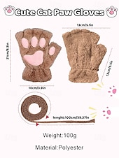 baratos Luvas femininas-Luvas de pelúcia femininas com garras de gato – luvas fofas e peludas com garras de gato, luvas sem dedos quentes e macias para inverno, para cosplay, Halloween e uso diário