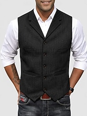 economico Gilet da uomo-Per uomo Gilet in tweed Gilet Formale Matrimonio Vacanza Casuale Vintage Moda Primavera Autunno Tasca Bottoni Poliestere Tweed Confortevole Semplice Spina di Pesce Monopetto Scollo a V Con intaglio