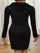 preiswerte Sweatshirt- und Hoodie-Kleider-Damen Minikleid Kapuzenkleid Mode Modern Täglich Ausgehen Normale Passform Herz Langarm Mit Kapuze Schwarz Frühling Herbst