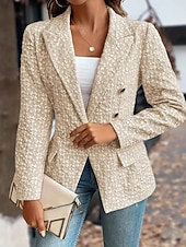 billiga Blazers och kostymer-Dam Kavaj Bekväm Mönster Elegant Mode Utomhus Blomma Utekväll Ledigt / vardag Helgen Cardigan Normal Kavajslag Normal Långärmad Ytterkläder Svart Rubinrött Blå Vår Höst