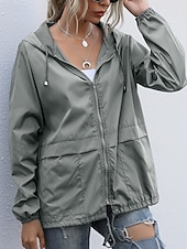 baratos Parka Casual-Mulheres Casaco com capuz Confortável Zíper Bolsos Casual Tecido Férias Roupa Diária Para Noite Final de semana Padrão Com Capuz Normal Manga Longa agasalhos Preto Vinho Cinzento Claro Primavera