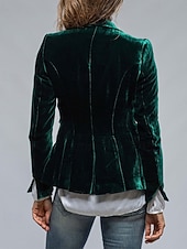 tanie Marynarki i garnitury-Damskie Marynarka Aksamitne marynarki Wygodny Kieszeń Guziki Elegancja Moda Na zewnątrz Równina Wyjściowe Codzienne Weekend Guziki jednorzędowe Regularny Klapa Regularny Długi rękaw Odzież wierzchnia