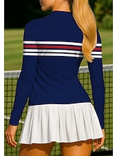 tanie Koszula damska-Damskie Geometryczny Pasek Topy Koszulka sportowa Koszulka do tenisa Koszulka tenisowa Długi rękaw Zamek Kwiaty UPF50+ Odporny na UV Wysoka elastyczność Odprowadza wilgoć Oddychający Siatkówka