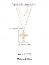 abordables Collar de mujer-Collar de cruz navideña para mujer, cadena de oro en capas con colgante de perla y diamantes de imitación, elegante joyería navideña para fiestas, bodas y regalos.