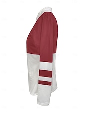 tanie gładka koszulka-Damskie Bluzka Niejednolita całość Zamek Geometryczny Elegancki Codzienny Długi rękaw Kołnierzyk koszuli Zwykłe topy Codzienny Niebieski Czarny Wino Jasnobrązowy Zielony Wiosna Jesień