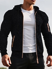preiswerte Lässige Jacken-Herren Freizeitjacke Pullover Mantel Urlaub Täglich Warm Tasche Herbst Winter Einfach Mode Klassisch Mit Kapuze Regulär Schwarz Marineblau Blau Dunkelgray Jacken