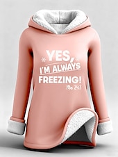 baratos Moletons forrados de fleece-Mulheres Pulôver Moletom Com Capuz Gráfico Letra Quente Casual Velo Sherpa Manga Longa Com Capuz Tops longos Rua Dia a Dia Casual Imprimir Preto Rosa Rosa Escuro Vermelho Azul Outono Inverno