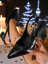 Χαμηλού Κόστους Σλινγκμπακ Πάμπς-Γυναικείες χρυσές γόβες με slingback και μυτερή μύτη - λαμπερά παπούτσια για πάρτι για νυχτερινή ζωή &amp;χριστουγεννιάτικες γιορτές