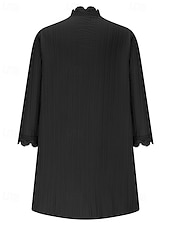 tanie Otwarte kardigany-Damskie Sweter Sweter rozpinany Moda miejska Codzienny Jednokolorowe W serek Dzianiny Rękaw 3/4 Zwykłe topy Robić na drutach Święto Wyjściowe Weekend Czerwone wino Czarny Wiosna Jesień