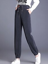 economico Pantaloni-Per donna Pantaloni in Pile Chinos Moda Streetwear Essenziale Lunghezza intera Vita Alta Semplice Tasca Fascia Elastica Comodo Morbido Confortevole Alta elasticità All&#039;aperto Streetwear Grigio scuro
