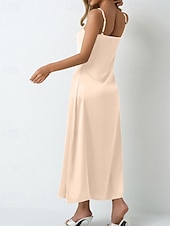 voordelige Eenvoudige jurk-Dames Halflange jurk Satijnen Jurk Feestjurk Cocktail jurk Slipdress Modieus Modern Buiten Avond Feest Feest Normale pasvorm Effen Mouwloos hihnat Lichtgroen Wijn Donkergroen Paars Lente Herfst