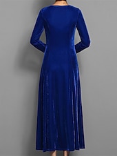 abordables Robe de cocktail-Femmes Robe Longue Maxi Robe Robe en Velours Robe Décontractée Robe de Cocktail Élégant Mode Moderne Quotidien Soirée Week-end Coupe régulière Uni Manche 3/4 Col ras du cou Noir Rouge Bleu Violet