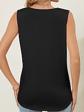 economico Serbatoio Semplice-Per donna Canotta Tinta unica Elegante Casual Senza Maniche Girocollo Top Regolari Quotidiano Blu Nero Bianco Rosa Vino Estate