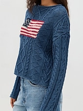 Női Pulóver Szüret Divat Utcai sikk Grafika Terített nyak Kötött Hosszú ujj Normál felsők Kötött Szabadtéri Napi Randi Tengerészkék Ősz Tél olcso Egyszerű felsők-Női Pulóver Szüret Divat Utcai sikk Grafika Terített nyak Kötött Hosszú ujj Normál felsők Kötött Szabadtéri Napi Randi Tengerészkék Ősz Tél