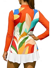 baratos Camisa Feminina-Mulheres Floral Tropical Camisa Camisa Esportiva Camisa polo de caminhada Camisa de tênis Manga Longa Zíper Floral UPF50+ Resistente a UV Elasticidade Alta Pavio Humido Respirável Voleibal Tênis Golfe