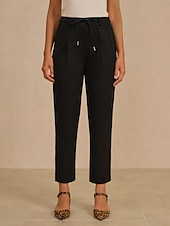 abordables pantalones de mujer-Pantalones de mujer ajustados con corte pitillo, cremallera frontal, cintura con cordón, para primavera y otoño, informales, para trabajo.