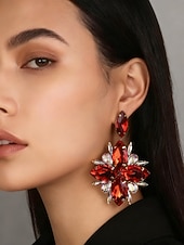 cheap Women's Earring-Women's Red Crystal Statement Earrings - Sparkling Christmas Jewelry Accessories for Holiday Parties and Festive Outfits