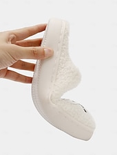 ieftine Flip-Flops de Damă-Papuci de Crăciun albi pentru femei, cu căptușeală plușată, pantofi confortabili de iarnă pentru petrecerea de sărbători &amp;oferirea de cadouri