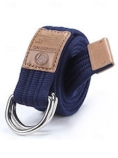 economico Cinture da uomo-cintura natalizia in tela da uomo – cintura regolabile in tessuto di cotone con cinturino in pelle e fibbia ad anello in metallo – disponibile in rosso, blu navy, nero e altri colori – elegante accessorio natalizio per uomo